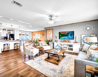 Transitional Living Room with Vibrant Orange Accent Wall