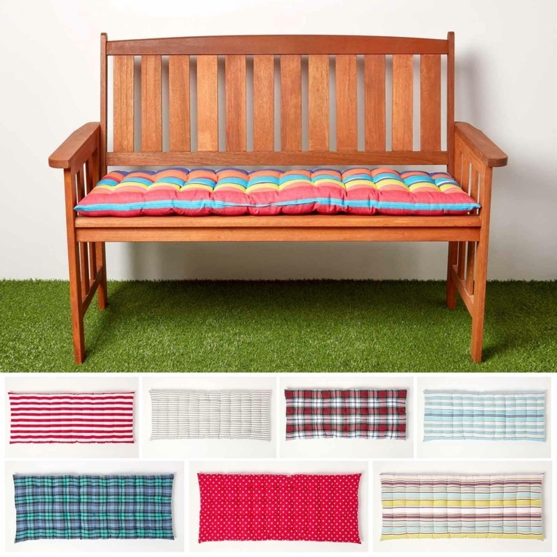 Tufted Bench Cushion with Multicolored Striped Pattern