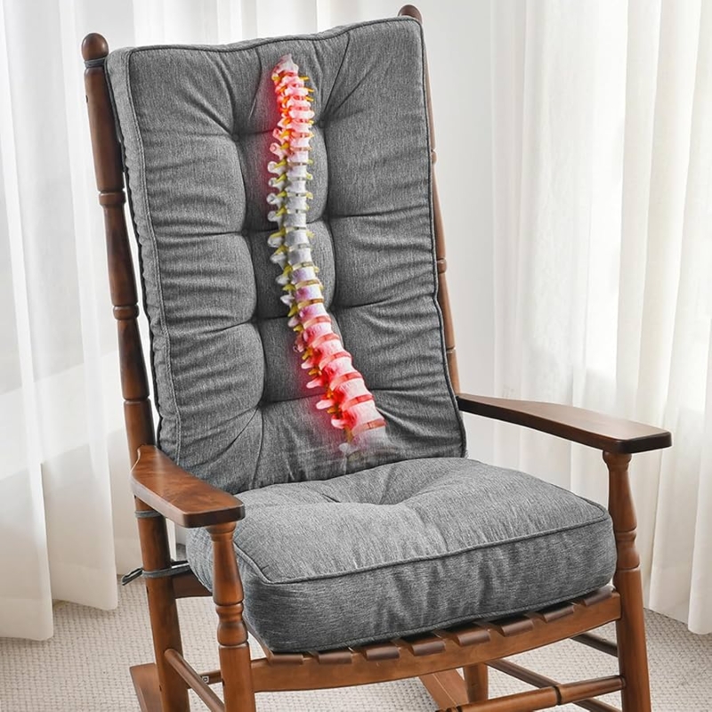 Tufted Gray Chair Pads Heather Charcoal Surface Traditional Style