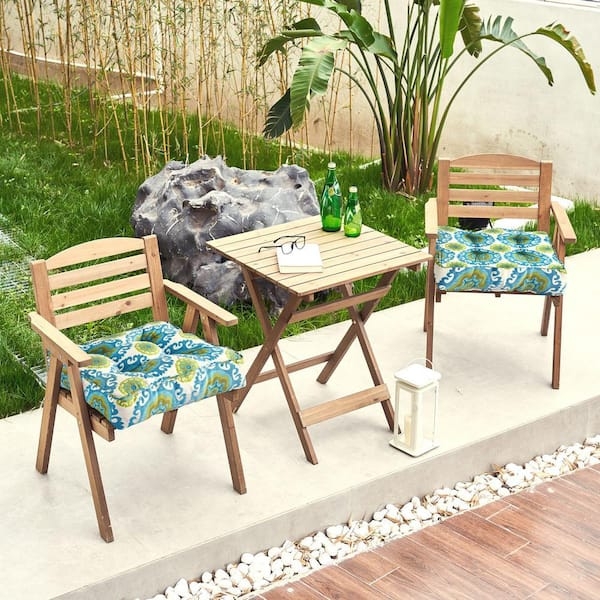 Tufted Seat Cushion Medallion Pattern Tropical Patio Seating