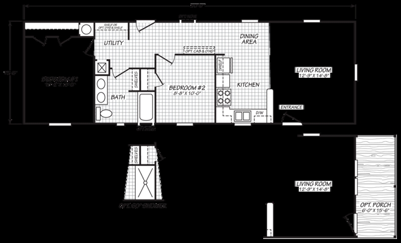 Two Bedroom 775 Sq Ft Mobile Home Floor Plan