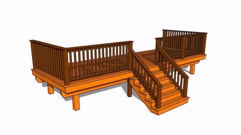 Two-Tone Deck with Dark Railing and Integrated Stairs