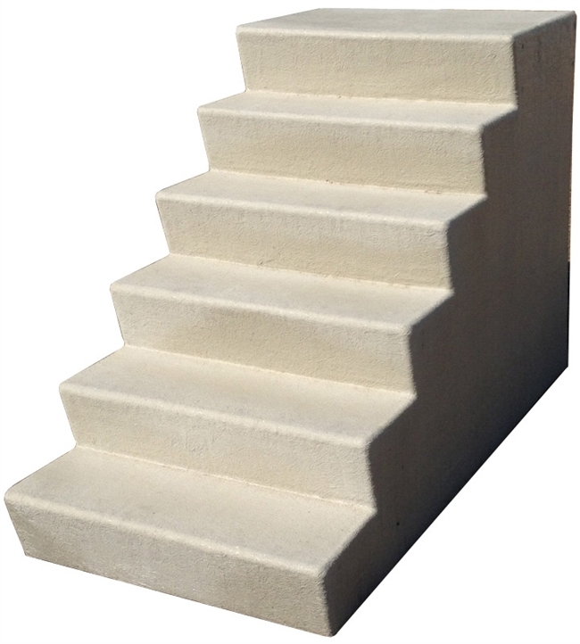 Utility Stairs: Light Gray Monolithic Design Six Step Fiberglass Stairs
