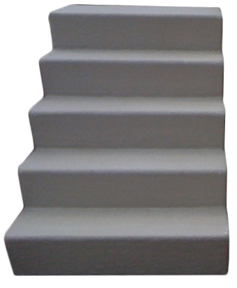 Utility Stairs: Light Gray Monolithic Five Step Outdoor Porch Stairs