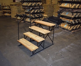 Utility Steps Single Handrail Four Tier Wood Metal Industrial Frame