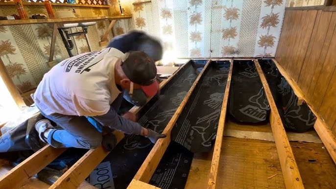 Vapor Barrier Installation Joists: Mobile Home Floor Renovation