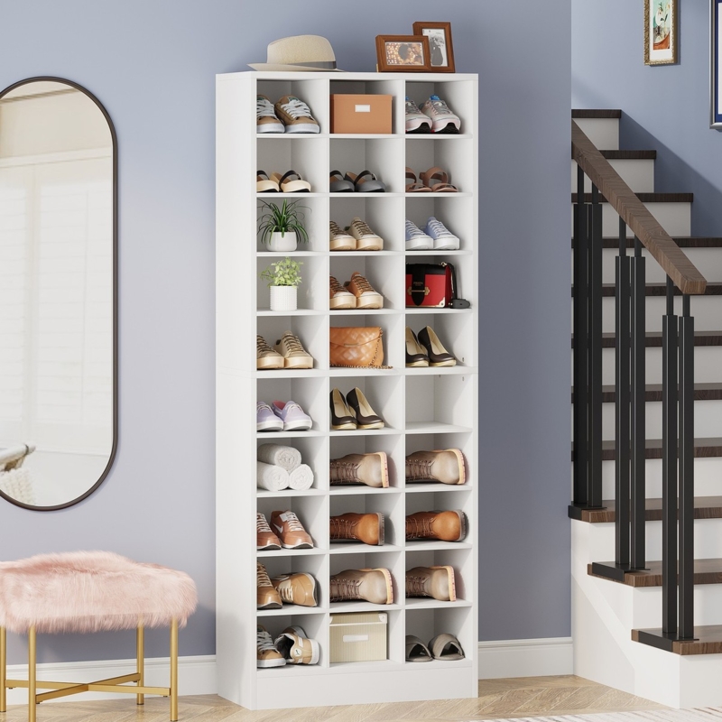 Vertical 10-Tier Shoe Rack Organizer with 30 Cubbies