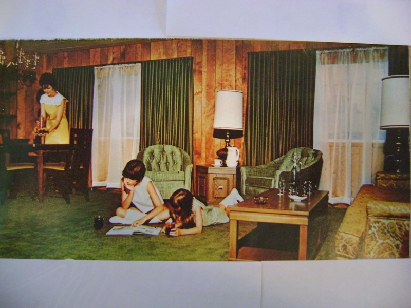 Vintage Living Room featuring Avocado Green Tufted Chairs