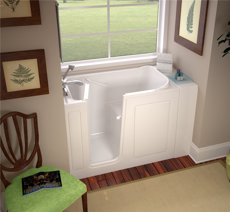 Walk-In Bathtub featuring Swinging Door and Integrated Seat