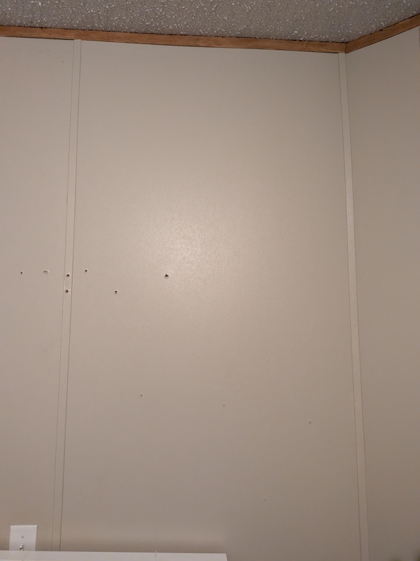 Wall Paneling with Vertical Batten Strips Covering Seams and Crown Molding