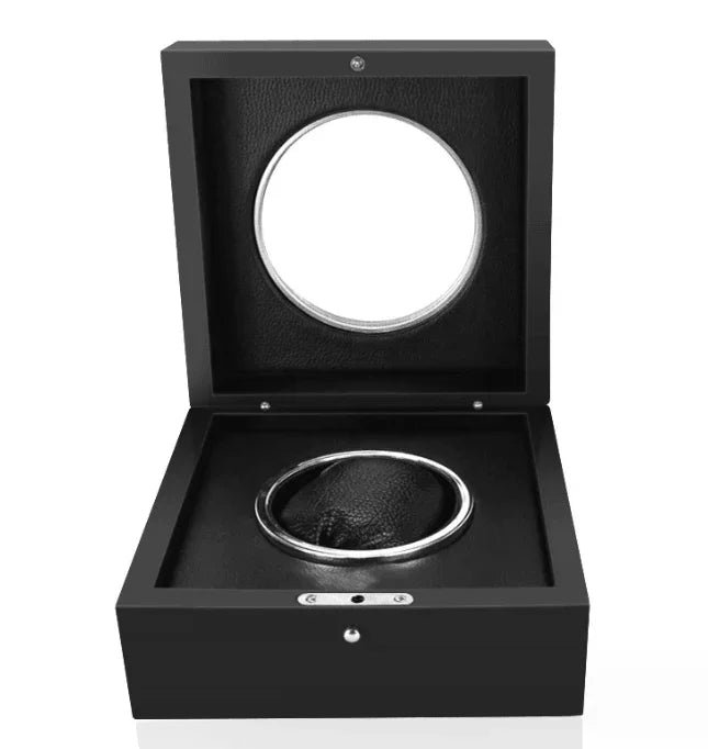 Watch Box Matte Black Single Watch Storage with Circular Window