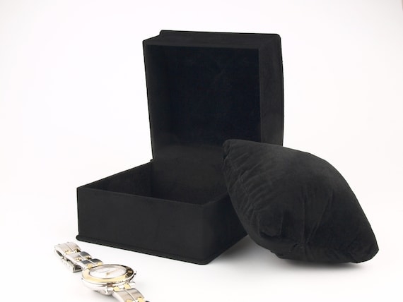 Watch Box Matte Black Velvet Removable Cushion Luxury Display