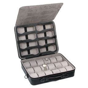 Watch Case Two-Tier Design Carry Handle Zipper Closure Large Capacity