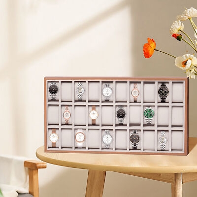 Watch Display Case with 30 Slot Capacity, Open Tray Design