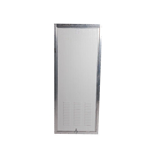 White Access Door with Ring Handle and Louvered Vents Utility Panel