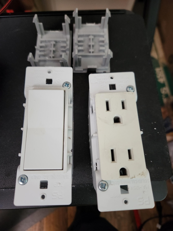 White Electrical Components: Duplex Outlet with Integrated Housings