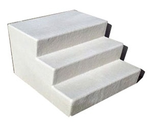 White Fiberglass Three-Step Unit with Textured Anti-Slip Surface