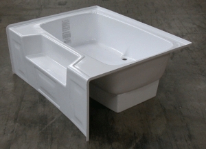 White Garden Tub with Step and Deep Soaking Basin Design