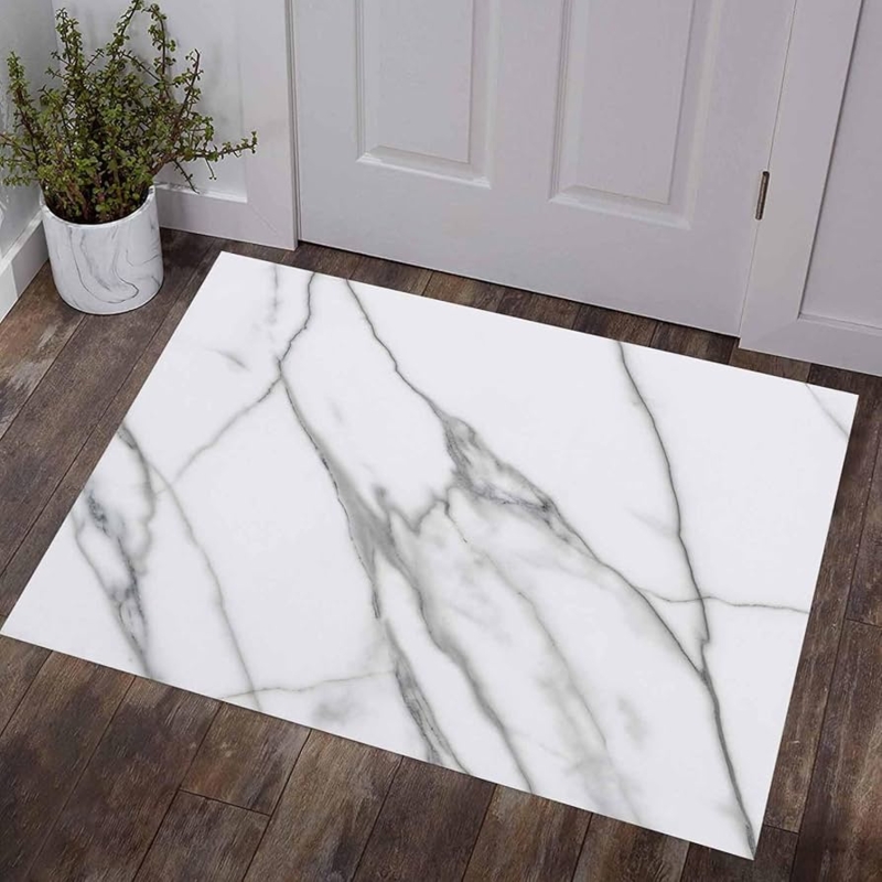White Marble Pattern Doormat, Low Profile Entryway