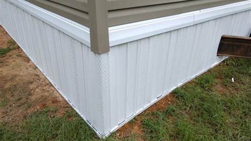 White Ribbed Skirting Closeup showing Corner Trim Detail