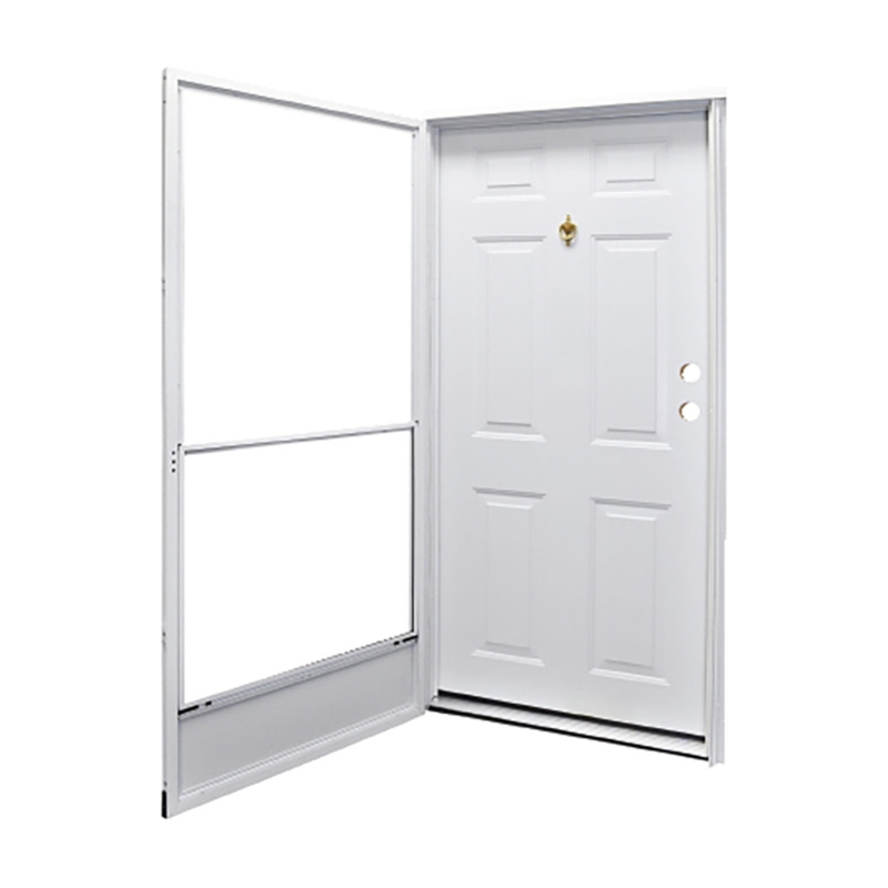 White Six-Panel Exterior Door with Storm Door Combo