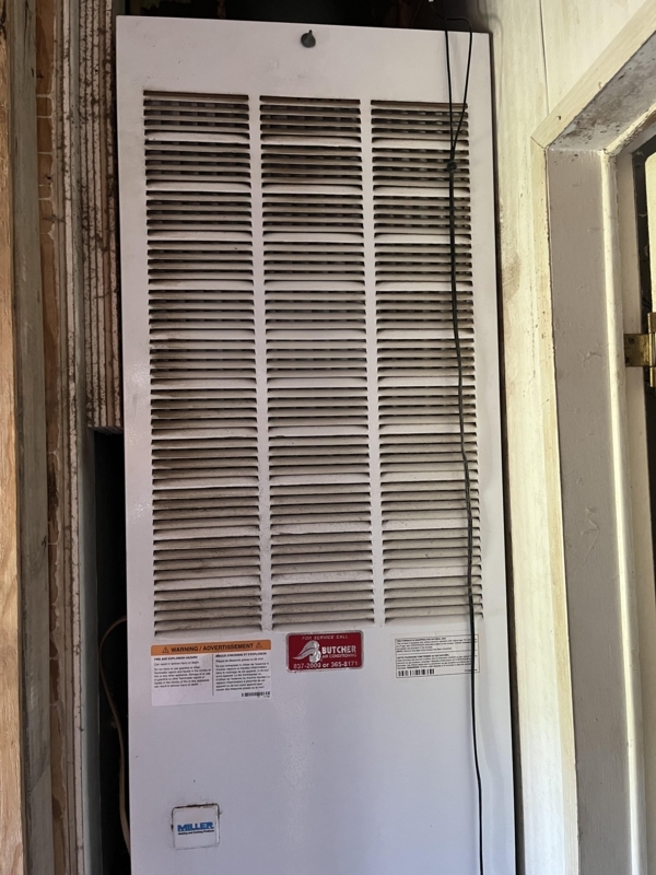 White Vertical Furnace Unit with Recessed Wall Mount Design