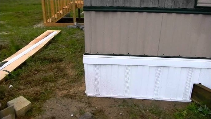 White Vinyl Vented Underpinning Panels, Vertical Ribbing