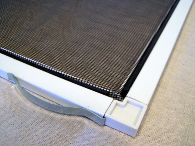 White Window Screen Assembly with Tension Spring and Corner Key