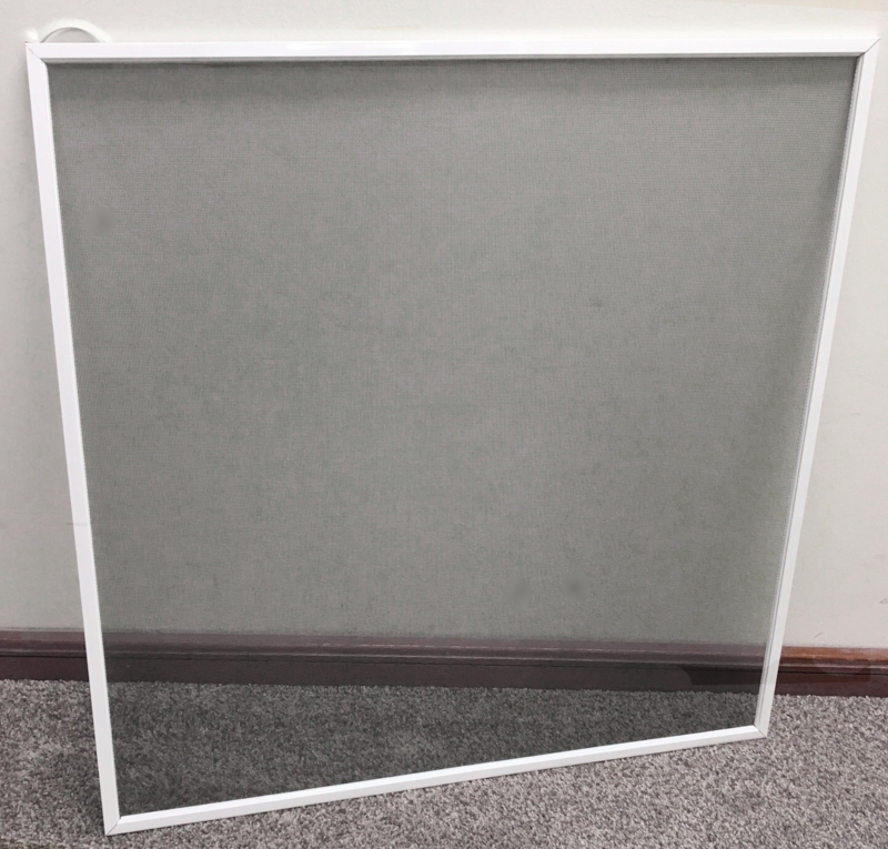 Window Screen with Pull Tab Loop and White Frame, Replacement Mesh