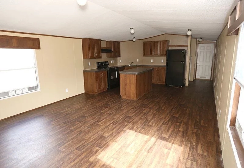 Wood Look Vinyl Kitchen Flooring: Open Concept Mobile Home Design