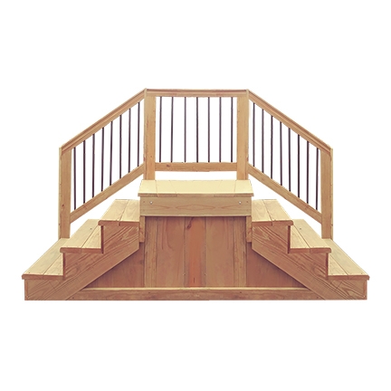Wooden Steps: Double Sided Entry with Central Landing