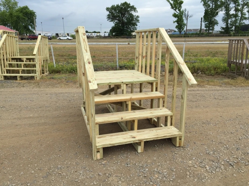 Wooden Steps Dual Handrails Pressure Treated Sturdy Outdoor Stairs