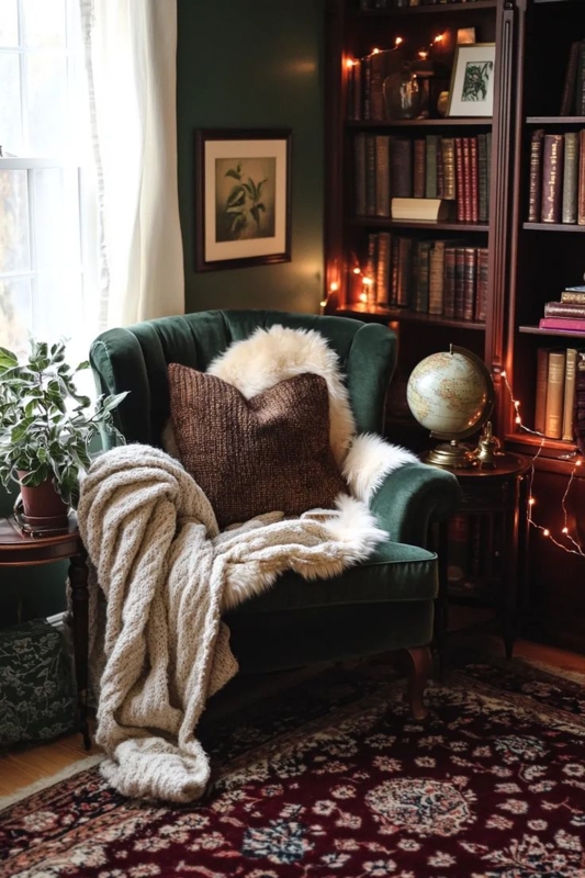 Moody Bedroom Reading Corner