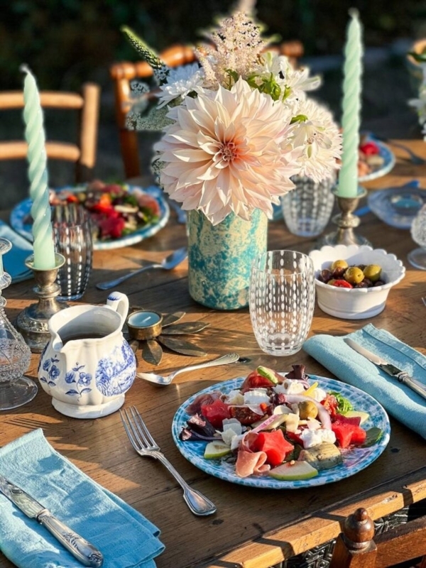 Alfresco Dining Table with Twisted Taper Candles