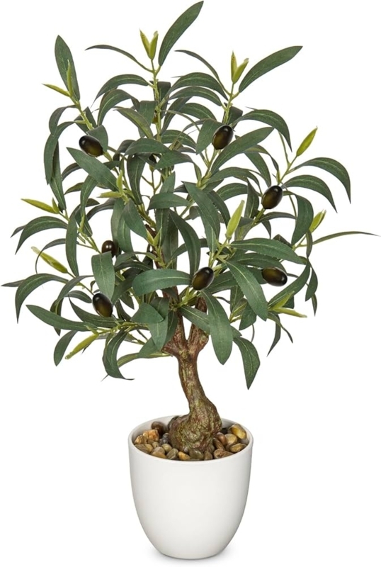 Artificial Topiary Sculptural Trunk White Planter Pebbles