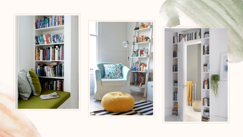 Bookshelf: White Small Space Storage with Ladder Design