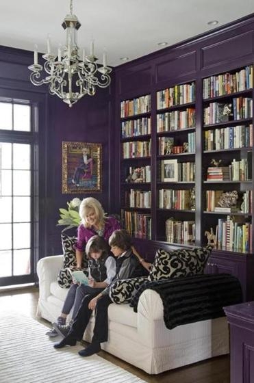 Built-In Floor to Ceiling Bookcases in Library Home Decor