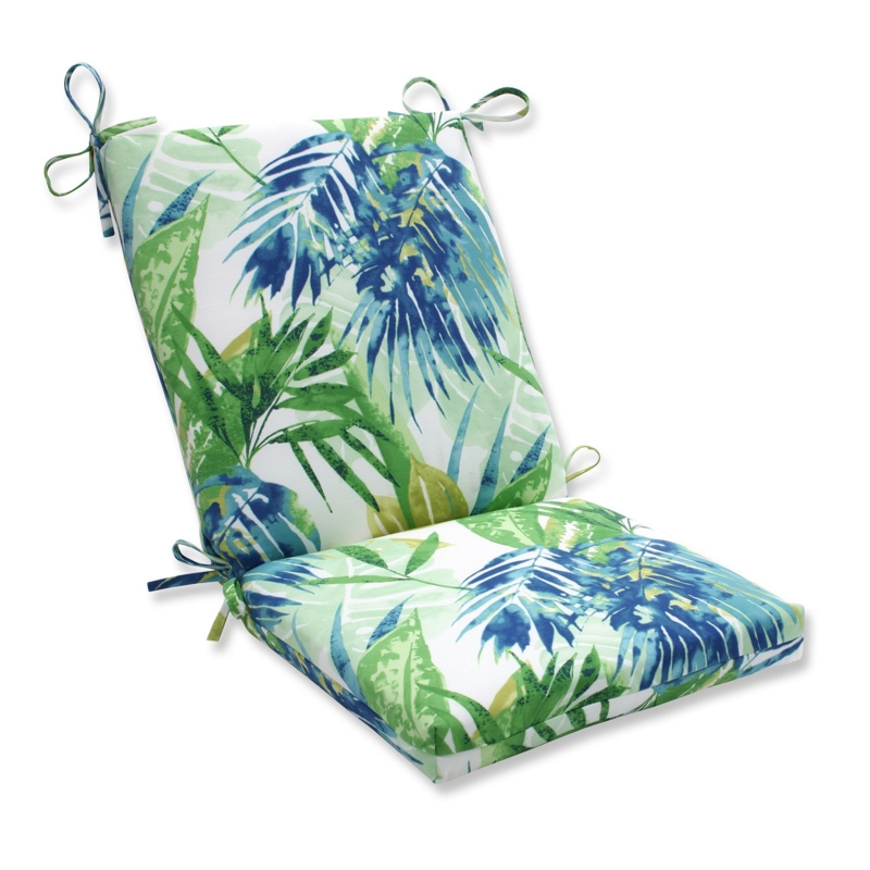 Chair Cushion Exotic Wilderness Print Blue Green Hinged Design