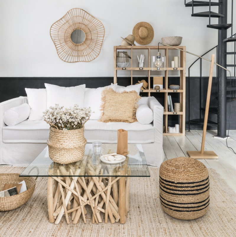 Coastal Bohemian Living Room: Driftwood Coffee Table Ideas