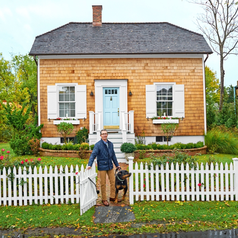 Coastal Cottage with White Picket Fence Gate