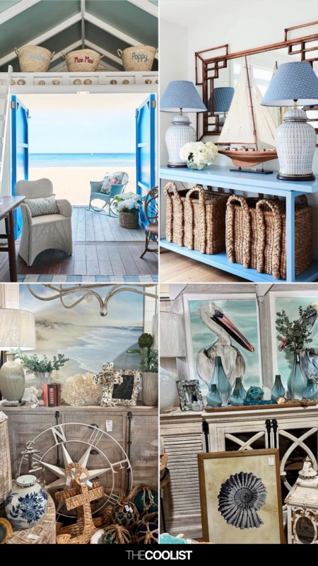 Coastal Entry Console Table Styling with Oversized Woven Storage Baskets