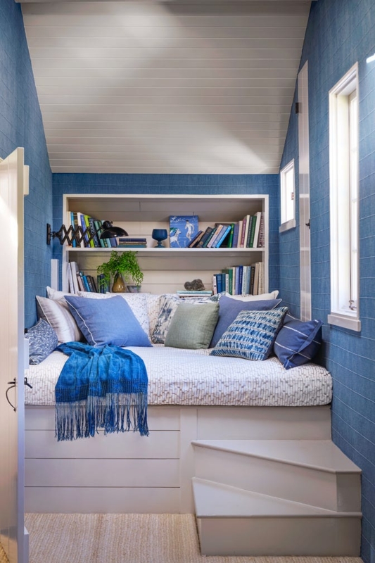 Coastal Style Reading Corner Daybed with integrated steps.