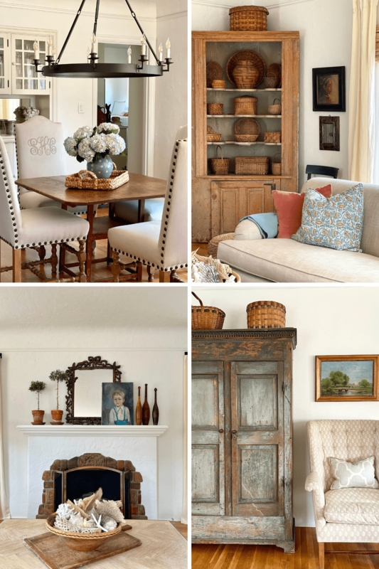 Collected Interior Moodboard with Distressed Blue Armoire