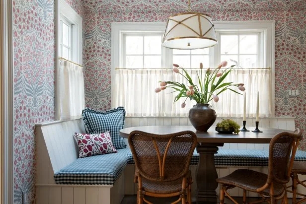 Cottage Core Nook: Gingham Banquette Seating & Pattern Mixing