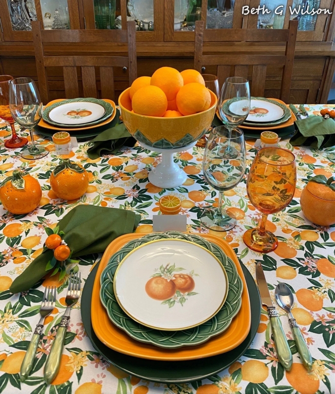 Cottagecore Tablescape Citrus Theme Layered Ceramics