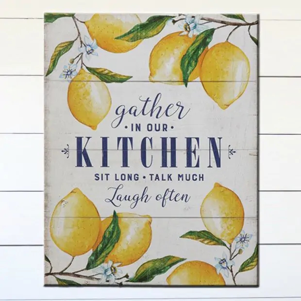 Decorative Wall Sign Farmhouse Kitchen Sentiment Lemon Motif