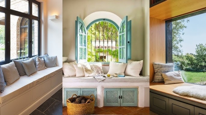 Deep Architectural Nook Window Seat with Integrated Shutter Design.