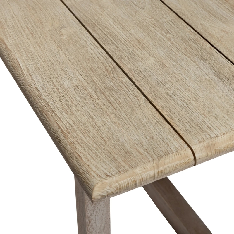 Dining Table: Weathered Finish Planked Top Rounded Corners Coastal Rustic