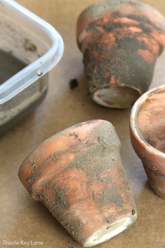 DIY Process Terracotta Pot Gritty Texture Aged Finish Rustic Garden