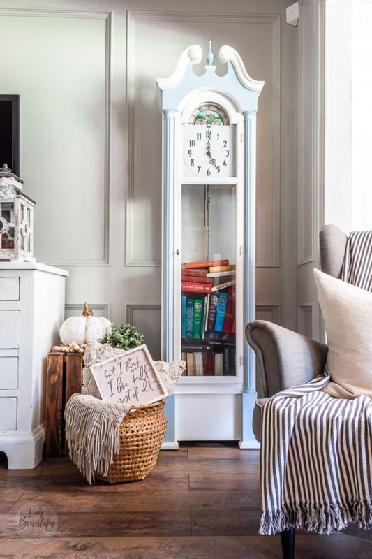 Farmhouse Grandfather Clock Repurposed into Bookshelf